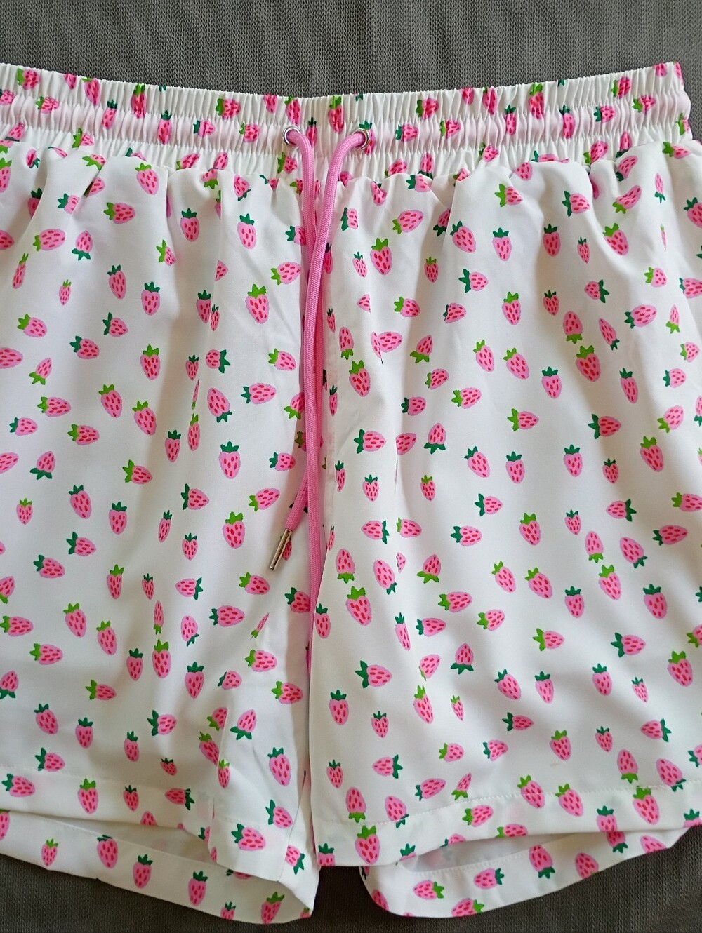 Strawberry Milk Mob Swim Shorts with Pink Strawberry Print